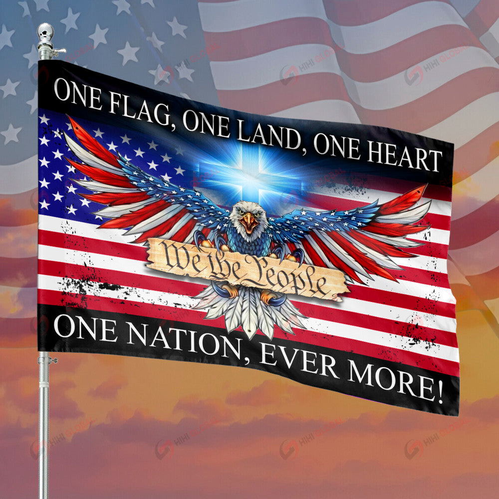 Eagle One Flag One Land One Heart One Nation Ever More God Christian - House Flag