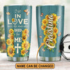 Sunflower i fell in love with the man who died for me Jesus - Personalized Stainless Steel Tumbler