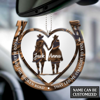 Horseshoe Couple God Blessed The Broken Road Personalized - One Sided Ornament