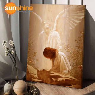 Jesus praying with angel - Matte Canvas