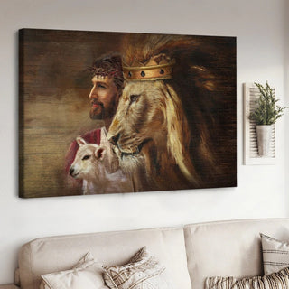 Amazing Jesus painting Lion Lamb - Matte Canvas