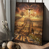 Amazing farm, Pretty sunset, Daisy field, Jesus The way, The truth, The life - Matte Canvas