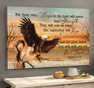 Eagle Sunset painting Those who hope in the Lord will renew their strength - Matte Canvas