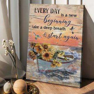 Boat and Sunflower Pretty sunset Every day is a new beginning - Matte Canvas
