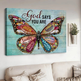 Colorful butterfly God says you are - Matte Canvas