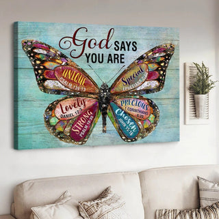 Colorful butterfly God says you are - Matte Canvas