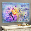 Colorful dandelion Purple butterfly Just breathe - Matte Canvas