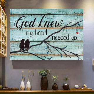 Couple bird drawing God knew my heart needed you - Matte Canvas