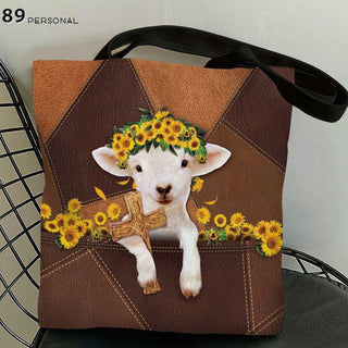 Cute Lamb And Cross - Tote Bag