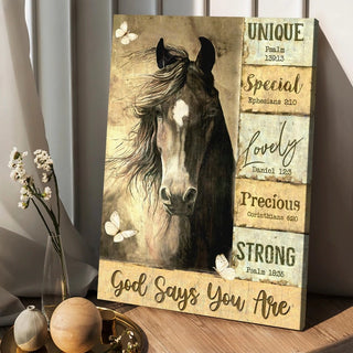 Horse Yellow background God says you are - Matte Canvas