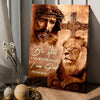 Jesus, Watercolor lion, Crown of thorn, Be still and know that I am God - Matte Canvas