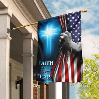 Faith Over Fear Blue Cross America Flag - House Flag