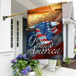 God Bless America Eagle American Flag - House Flag