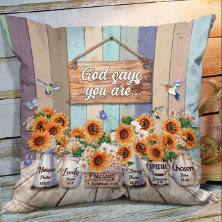 God Says You Are Lovely Stunning Vase Of Sunflower -  Suede Pillow