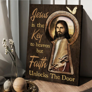 Golden lock Jesus is the key to heaven - Matte Canvas