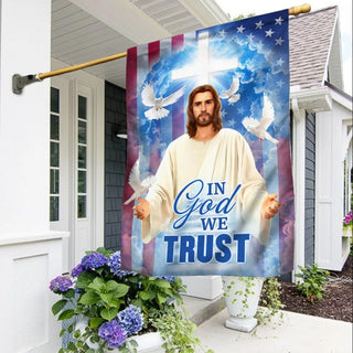 In God We Trust Jesus Dove Cross America Flag - House Flag