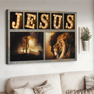 Jesus The Lion of Judah Jesus on the cross - Matte Canvas