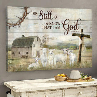 Farm painting Lamb of God Be still and know that I am God - Matte Canvas