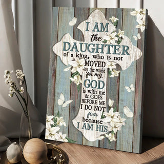 Jesus cross White tulip I am the daughter of a King - Matte Canvas