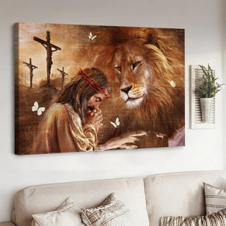 Jesus drawing Lion king Pray for healing - Matte Canvas