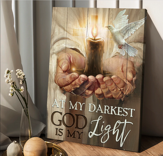 Jesus hands Candle White dove At my darkest God is my light - Matte Canvas