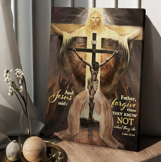 Jesus on the cross, The world in his arms, And Jesus said - Matte Canvas