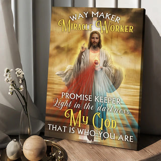 Jesus Colorful halo Sunset Way maker Miracle worker - Matte Canvas