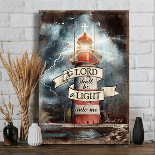 Lighthouse Cross The Lord shall be a light unto me - Matte Canvas