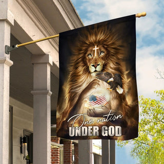Lion of Judah Eagle One nation under God American Flag - House Flag