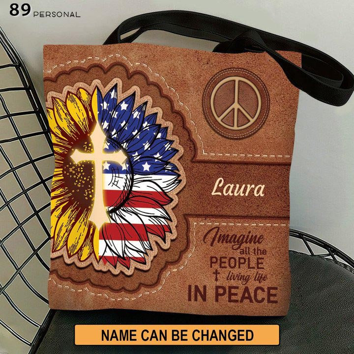 Imagine All The People Living Life In Peace - Personalized Tote Bag