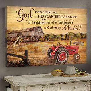 Paddy Field Old Barn Painting So God made a farmer - Matte Canvas