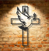 Peaceful Dove Cross - Cut Metal Sign