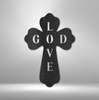 God Love Cross - Cut Metal Sign