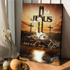 Crown of thorns White lily Cross Jesus saved my life - Matte Canvas