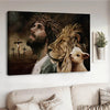 The Lamb of God, The Lion of Judah, Jesus Christ, Cross symbol - Matte Canvas