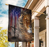 Jesus on the cross Lion drawing American flag - House Flag