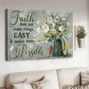 White peony Cross Light candle Faith does not make things easy - Matte Canvas