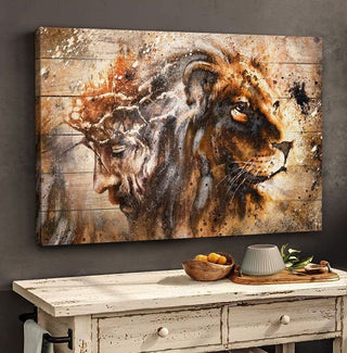 Wonderful lion and Jesus Landscape - Matte Canvas