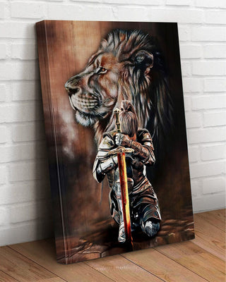 Lion And Knight Jesus Female Warrior - Matte Canvas