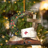 Jesus nurse cross crown of thorns- Two sides ornament