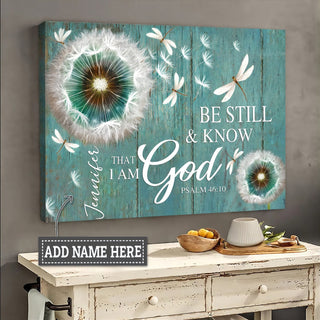 Dragonfly Be still and know that I am God personalized - Matte Canvas