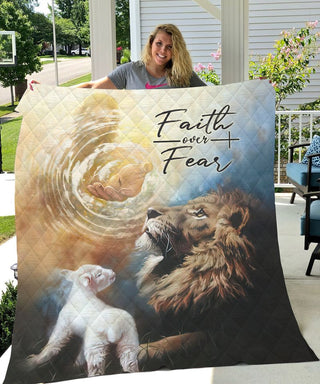 Jesus Lion and Lamb faith over fear - Blanket 30x40 50x60 60x80