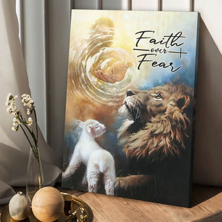 Jesus Lion and Lamb faith over fear - Matte Canvas