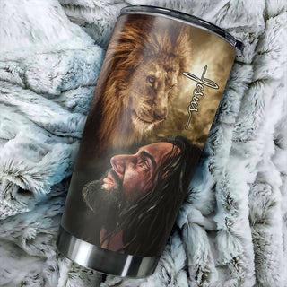 The face of Jesus and Lion Jesus - Stainless Steel Tumbler