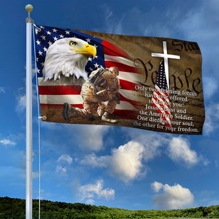 Eagle Veteran Christ Cross - House Flag