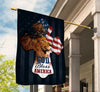 Lion Crown of thorn Colorful American flag God bless America - House Flag