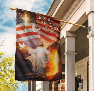 Jesus Christ White dove Be still and know that I am God - House Flag