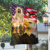 God Bless Our Troops Veteran Eagle American Flag - House Flag